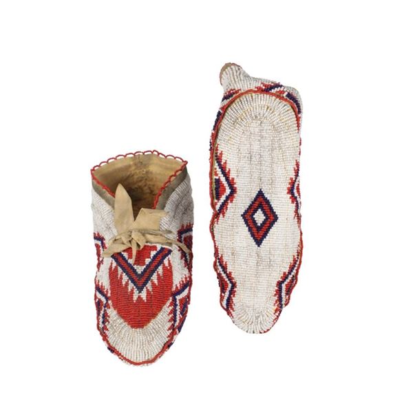 19th-Cent. Sioux Ceremonial Fully Beaded Moccasins