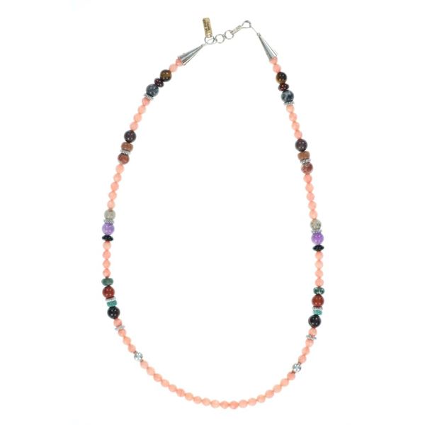 Navajo T & R Singer Sterling Rose Quartz Necklace
