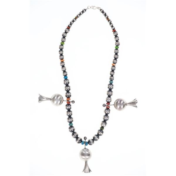 Navajo Sterling Silver Pearl Blossom Necklace