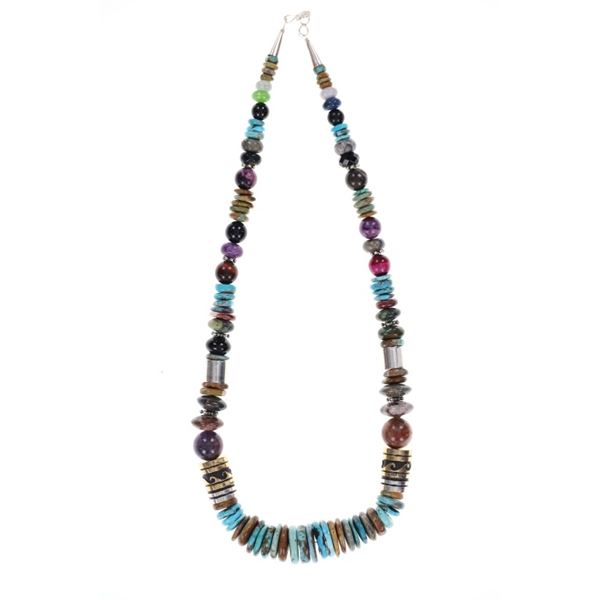 Navajo Singer Sterling 14kGF Multistone Necklace