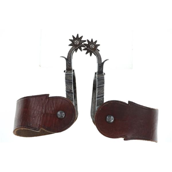August Buermann Star Marked Silver Inlaid Spurs