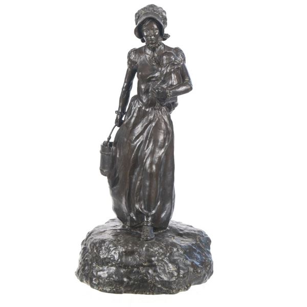 Juan Dell (1933-2019) Pioneer Mother /Child Bronze