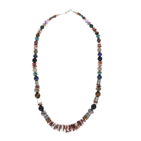 Navajo Singer Sterling Silver Multistone Necklace