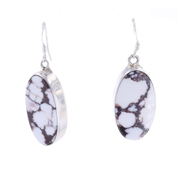 Navajo A. Johnson White Buffalo Turquoise Earrings