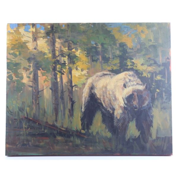 "Bear In The Woods" by John Garre, Oil on Canvas