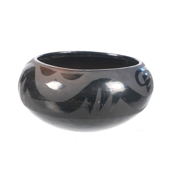 Santa Clara Pueblo Black on Black Bowl c. 1950s