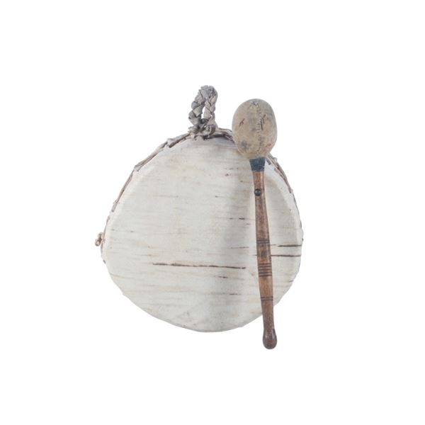 19th-C. Crow Apsaalooke Buffalo Drum w/ Pounder