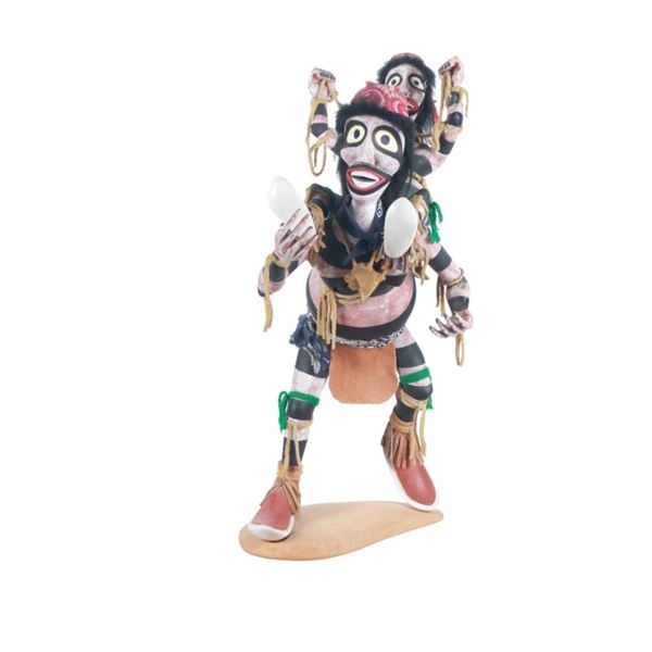 Hopi Tradition Hano Clown Piggy-Back Kachina Doll