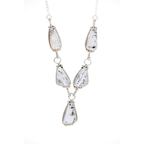 Navajo Silver White Buffalo Turquoise Necklace