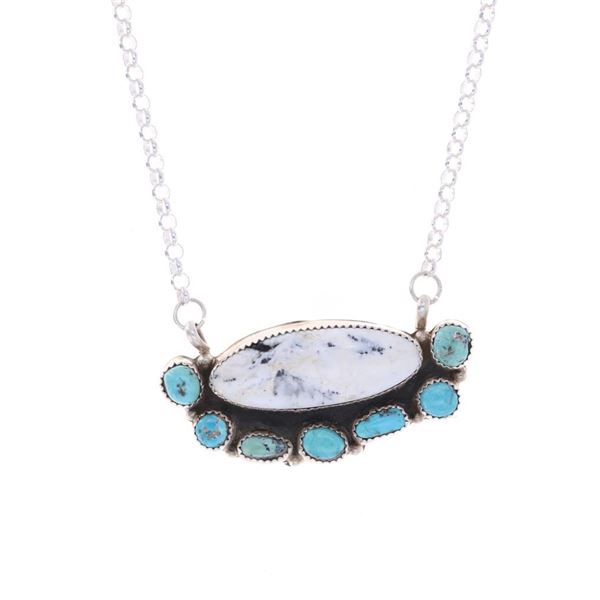 Navajo Sam Sterling Silver White Buffalo Necklace