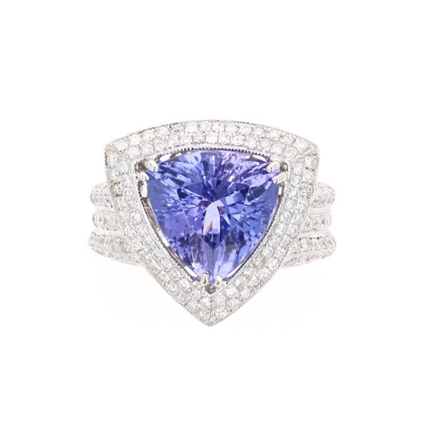 Stunning 5.73 ct. Tanzanite AAA 14K Designer Ring