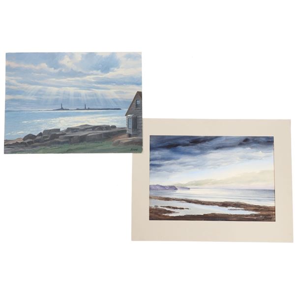 P. Krapf Oil On Boards Seaside Scenes 20th C (2)