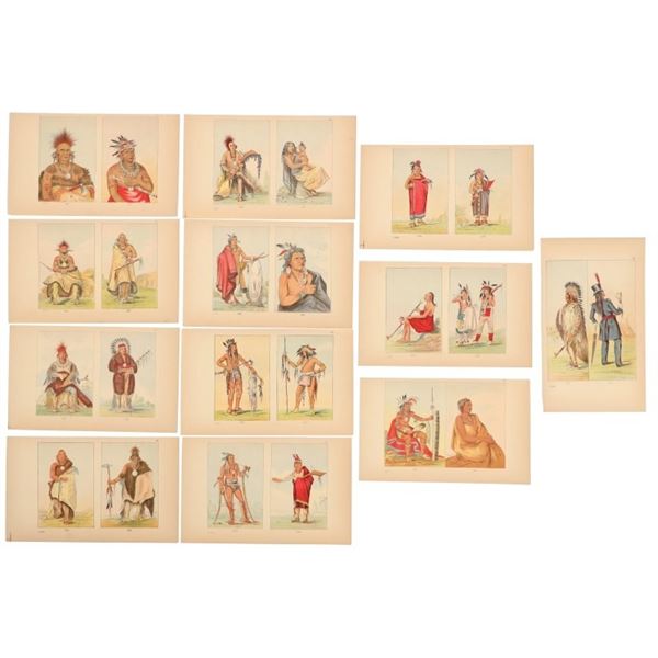 George Catlin Hand Tinted Etchings 19th C. (12)