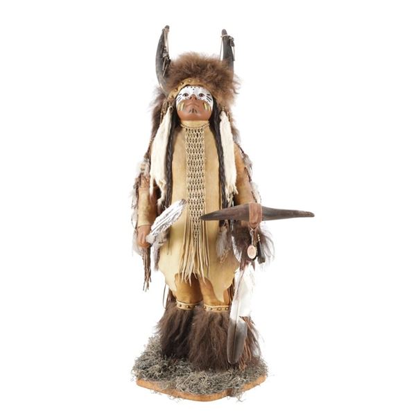 Chippewa Buffalo Horn Headdress Full-Size Doll