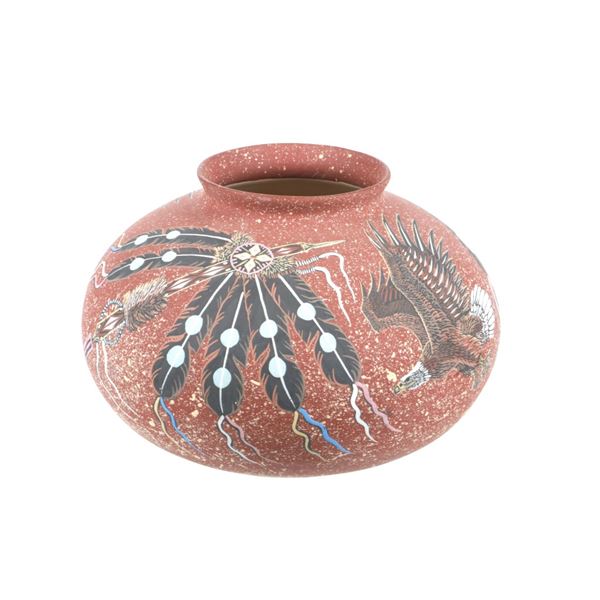 Sioux Richard Underbaggage Polychrome Pottery Bowl