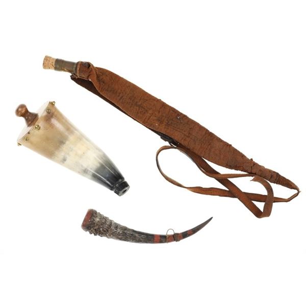 Powder Horns & Leather Shot Bag 1890s-1900s