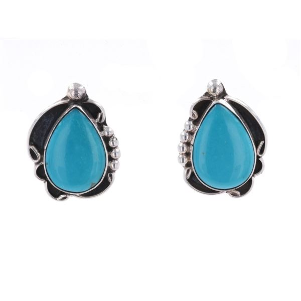 Navajo B Tsosie Sterling Silver Turquoise Earrings