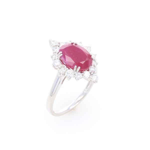 GIA RARE NO Heat Ruby Diamond Platinum Ring