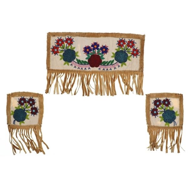 Woodland Ojibwe-Cree Floral Beaded Panels 1960-70s