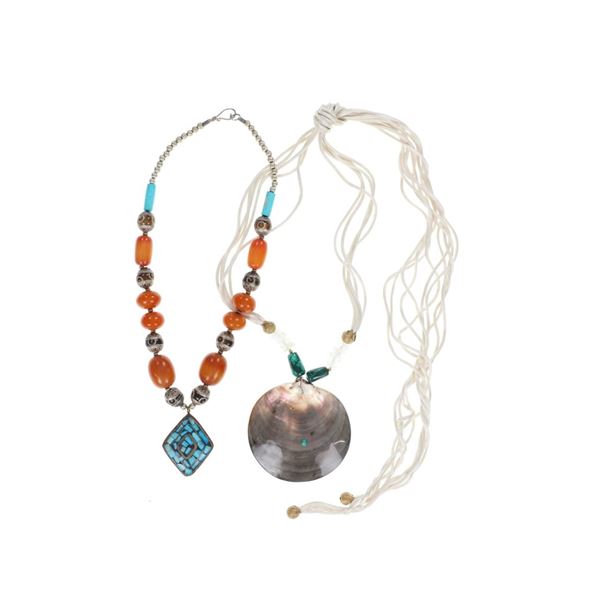Vintage Tahitian and Moroccan Pendant Necklaces