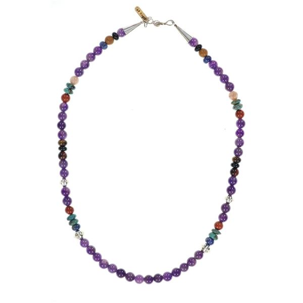 Navajo T & R Singer Sterling Amethyst Necklace