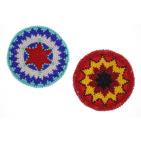 Lakota Sioux Fully Beaded Hide Belt Buckle Pair