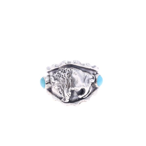 Navajo Sterling Silver & Turquoise Buffalo Ring