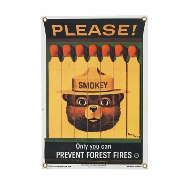 U.S. Forest Service Smokey Bear Porcelain Sign
