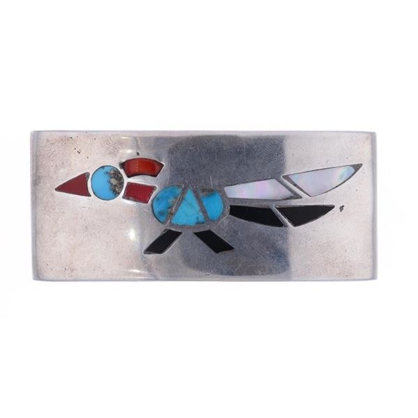 Zuni Sterling Silver Multistone Inlay Buckle