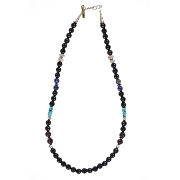 Navajo T & R Singer Sterling Onyx Necklace