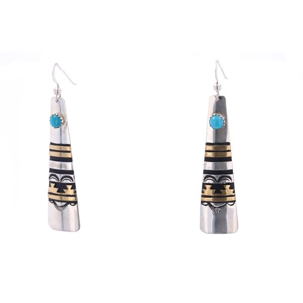 Navajo T&R Singer Sterling Silver 12k GF Earrings