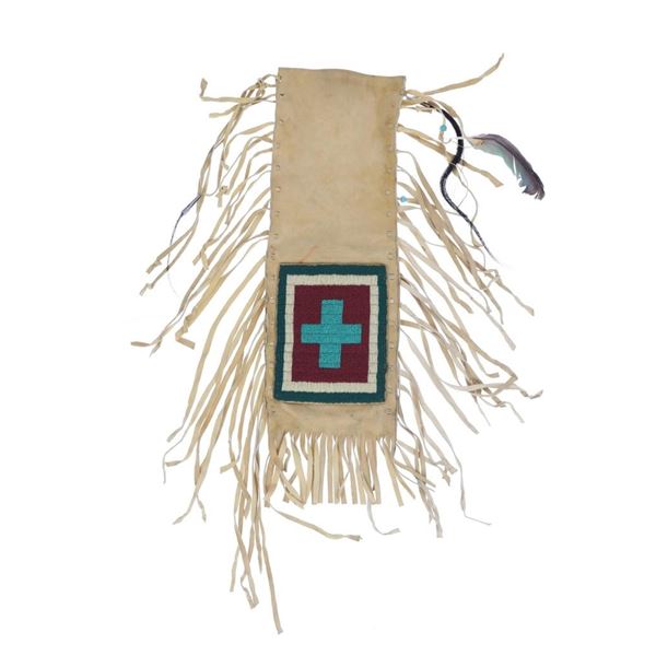 Mid-1900 Cheyenne Pictorial Cross Beaded Pipe Bag