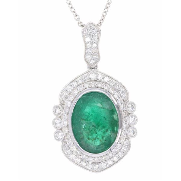 Designer Sheffield 7.32 ct. Emerald Platinum Neckl