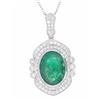 Image 1 : Designer Sheffield 7.32 ct. Emerald Platinum Neckl