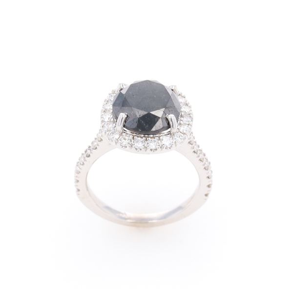 Fancy Black & White Diamond 14k White Gold Ring