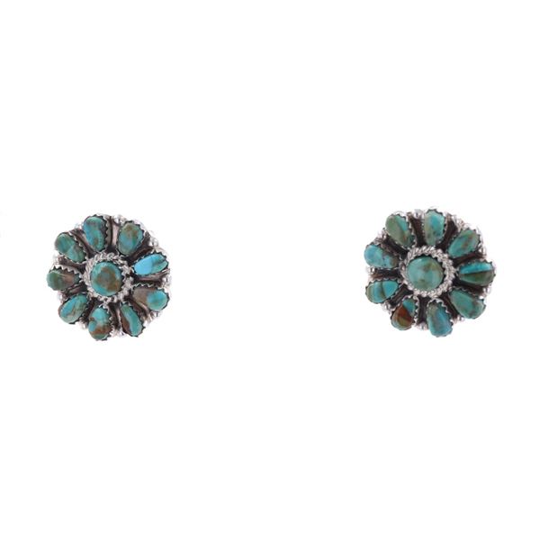 Navajo B. Slim Sterling Silver Turquoise Earrings