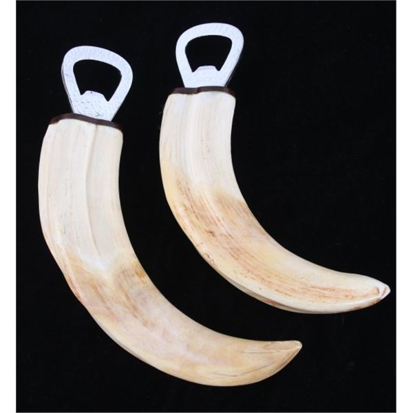 Hand Carved Warthog Tusk Bottle Openers (2)