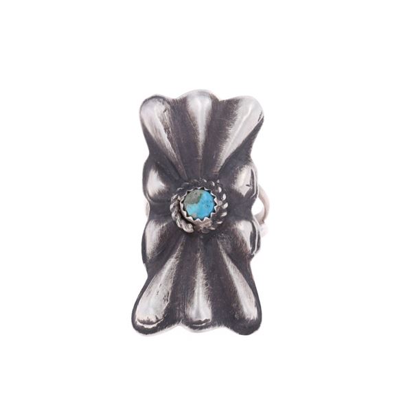 Navajo CC Tsosie Sterling Silver Turquoise Ring