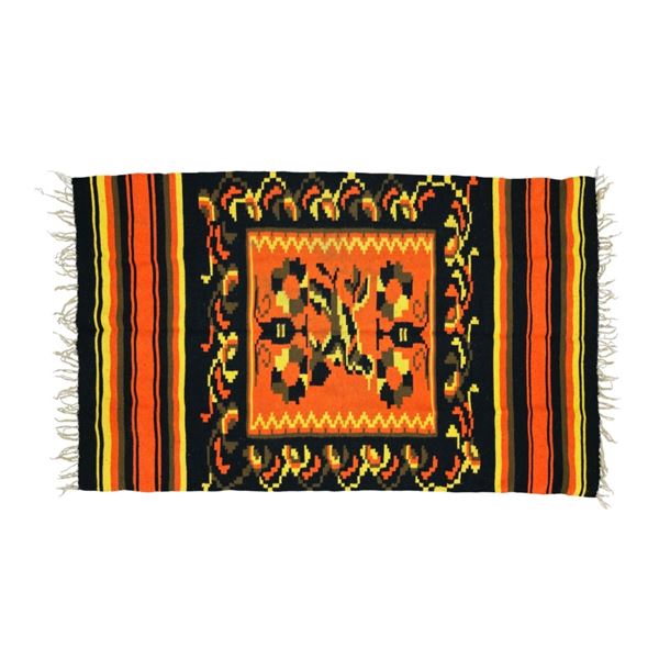 Tlaxcala Mexican La Falsa Butterfly Blanket c1960s