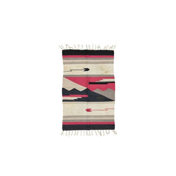 Oaxaca Zapotec Banded Mountain Step Rug c. 1960's