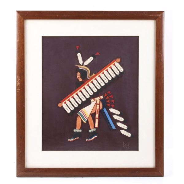 Early Vintage Brule Sioux Broken Rope Gouache Art