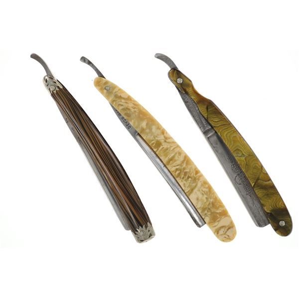 Marked Celluloid Handle Straight Razors 1950s (3)