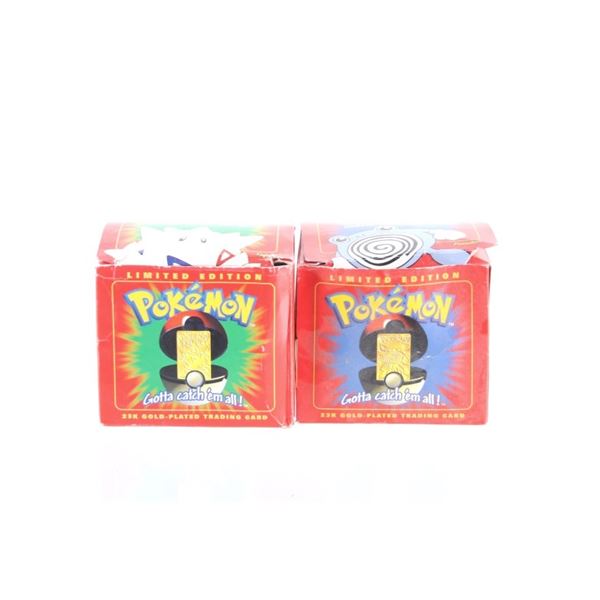 Two Pokemon 23K Gold Plated Trading Cards c. 1999