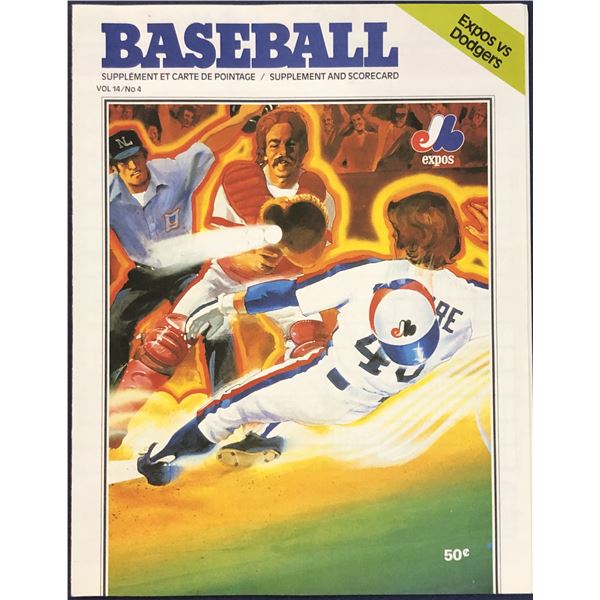 1982 MLB SCOREBOOK LOS ANGELES DODGERS @ MONTREAL