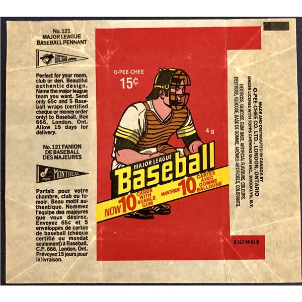 1977 O-PEE-CHEE BASEBALL WRAPPER