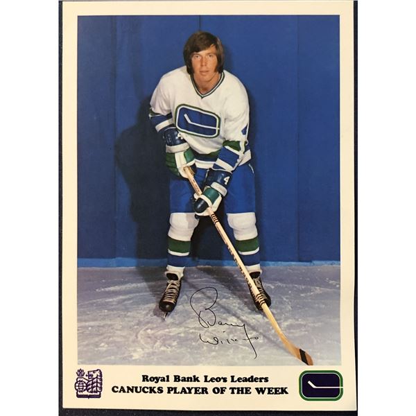 1973-74 ROYAL BANK VANCOUVER CANUCKS - BARRY WILKINS