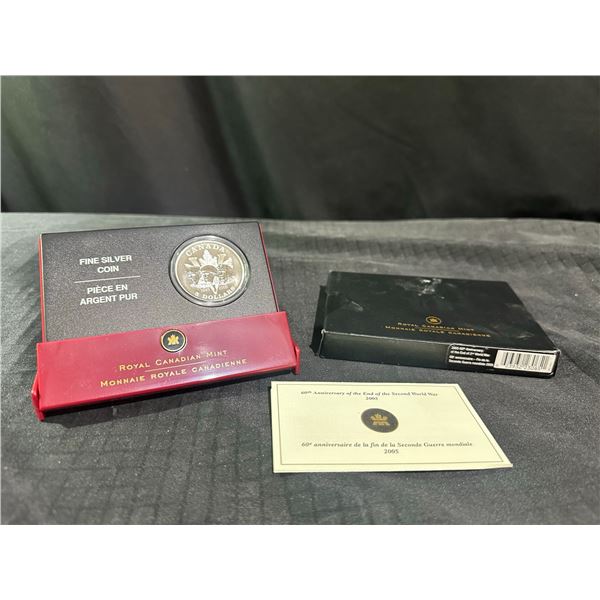 2005 Royal Canadian Mint $5 Fine Silver WWII 60th Anniversary Coin