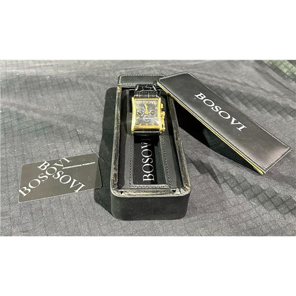 BOSOVI Swiss Movement Gold Watch with Box and Warranty