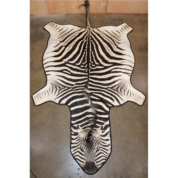 ZEBRA Hide Rug with Leather Piping