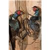 Image 6 : 2 "Fighting" Melanistic PHEASANTS or BLACK PHEASANTS on Driftwood